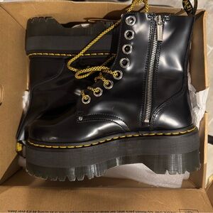 Dr. Martens Black Combat Boots with Yellow Laces